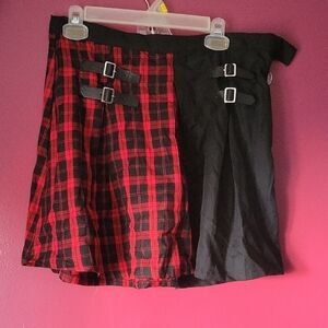 Hot Topic Red and Black Buckle Skirt